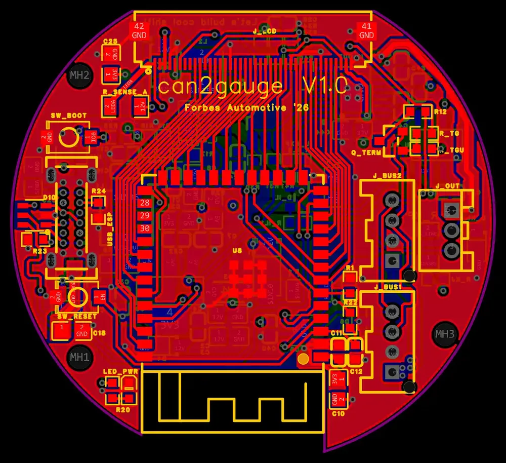 The routed can2gauge board